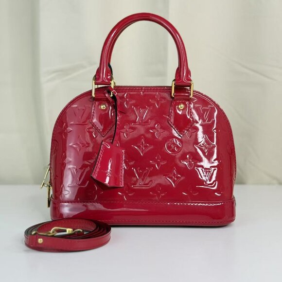 Louis Vuitton Alma BB Red Top Handle Bag Monogram Vernis - Picture 1 of 11
